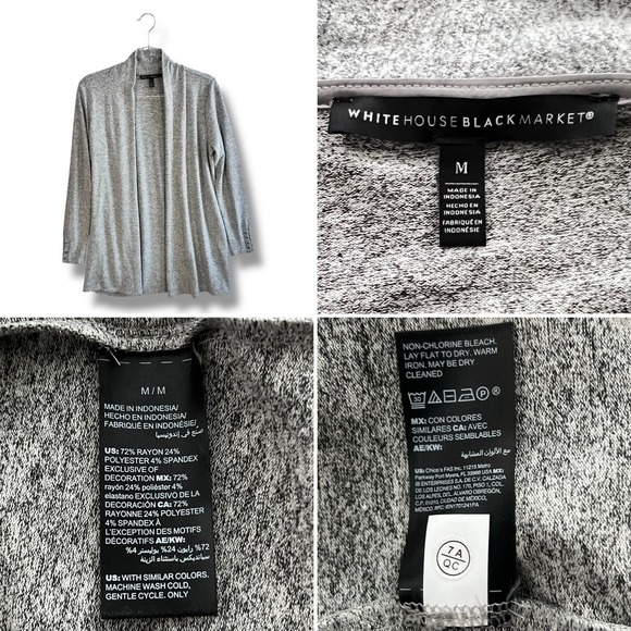 White House Black Market Cardigan & Tank Set M/S Gray Marled Knit Work Layering - Picture 12 of 13